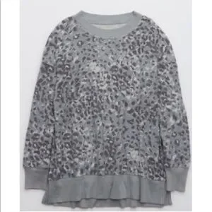aerie Tops Aerie Cozy Good Vibes Leopard Oversized Sweatshirt Poshmark